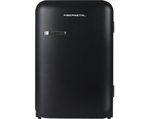Réfrigérateur noir avec porte et poignée de la marque Kibernetik