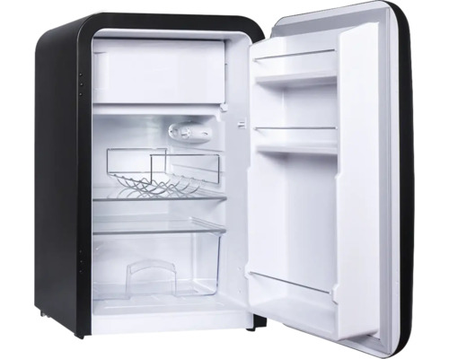 Mini-réfrigérateur avec porte ouverte et vue intérieure