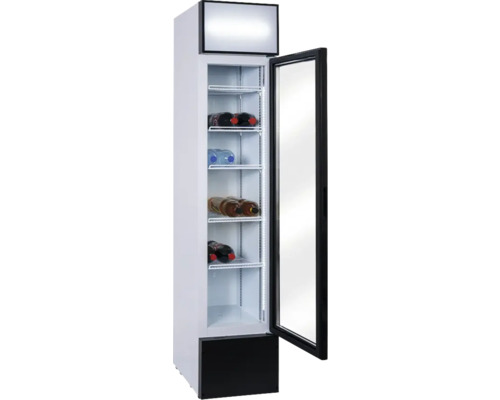 Réfrigérateur à boissons avec porte en verre et étagères pour bouteilles