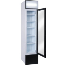 Réfrigérateur professionnel avec porte en verre et plusieurs étagères