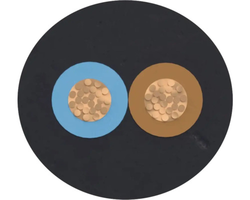 Section transversale d'un câble électrique à deux conducteurs