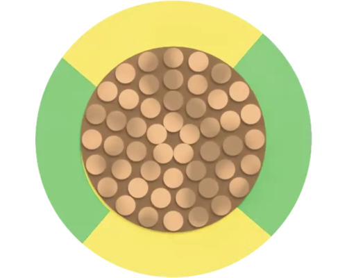 Coupe transversale d'un câble souterrain avec toron de cuivre, isolation et enveloppe extérieure