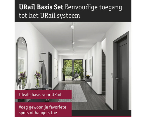 Urail Basisset in einem Flur mit Urail System zur Beleuchtung.
