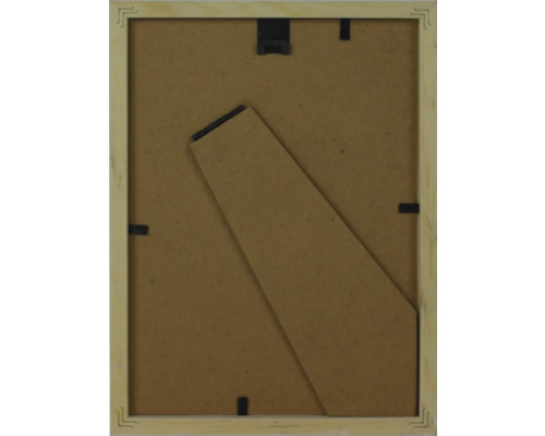 Rückseite eines Bilderrahmens mit Aufsteller und Aufhängevorrichtung