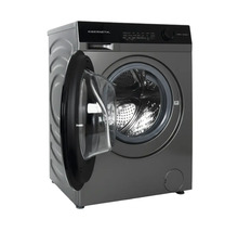 Machine à laver avec porte ouverte.