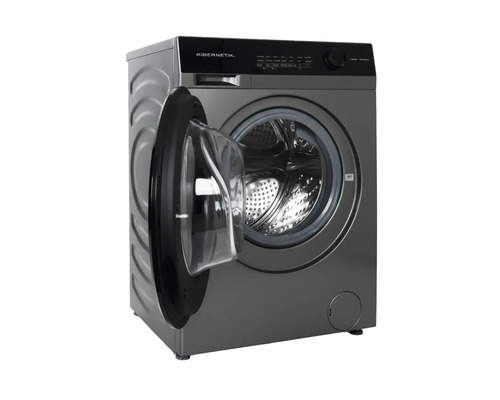 Machine à laver avec porte ouverte.