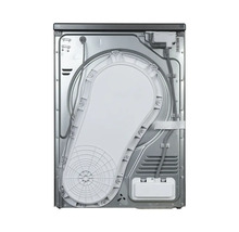 Vue arrière d'un sèche-linge avec câble de raccordement et éléments de construction