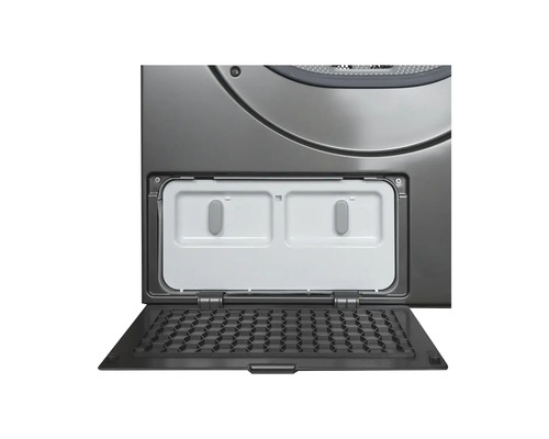 Vue détaillée d'un filtre à peluches ouvert d'un lave-linge