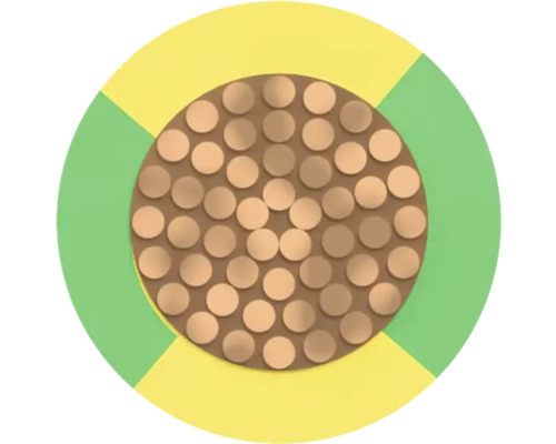 Section transversale d'un câble électrique avec conducteurs en cuivre et isolation
