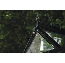 Detailansicht eines Gewächshausdachs mit dekorativem Aufsatz