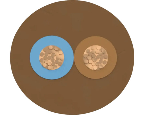 Querschnitt eines Elektrokabels mit zwei Adern