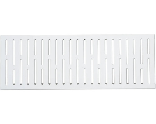Weisse Kunststoffabdeckung mit Schlitzen für Entwässerungsrinnen