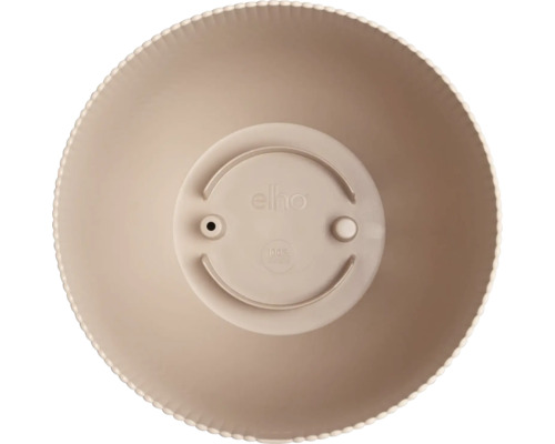 Vue intérieure d'un pot de fleurs en plastique avec le logo Elho