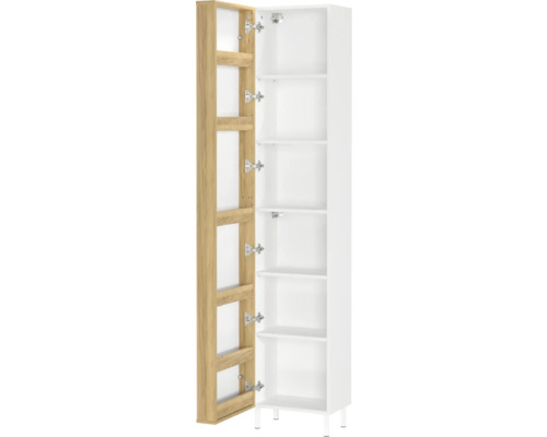 Armoire haute ouverte avec étagères