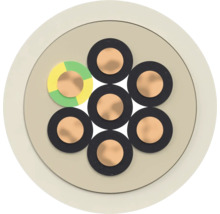 Querschnitt eines Elektrokabels mit mehreren Adern