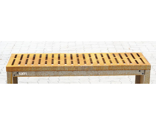 Banc métallique avec effet rouille et fentes d'aération
