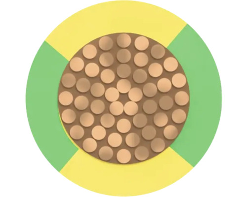 Querschnitt eines Stromkabels mit Kupferleitern