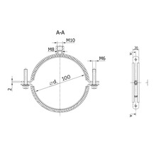 Dessin technique d'un collier de serrage avec indication des dimensions