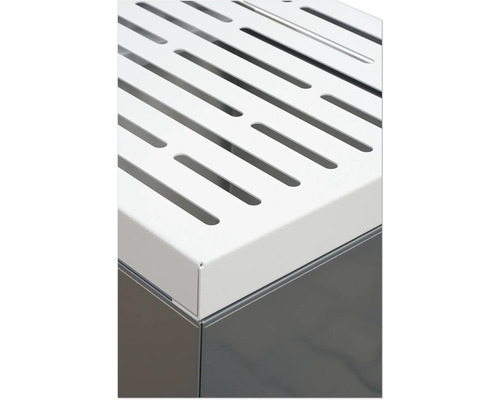 Vue détaillée d'un couvercle blanc perforé