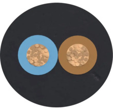 Querschnitt eines zweiadrigen Elektrokabels