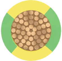 Querschnitt eines Elektrokabels mit Kupferleitern und Isolierung