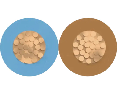 Querschnittansicht von zwei elektrischen Leitungen