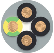 Section transversale d'un câble à haute tension à quatre conducteurs