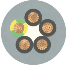 Coupe transversale d'un câble électrique à plusieurs conducteurs