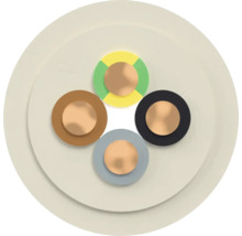 Coupe transversale d'un câble électrique à quatre conducteurs avec différentes couleurs de conducteurs