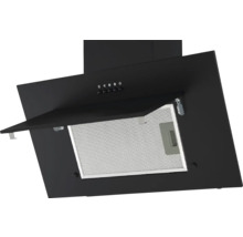 Hotte aspirante noire avec filtre ouvert