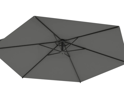 Vue du dessous d'un parasol ouvert.