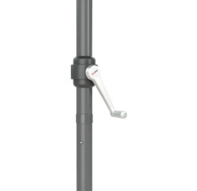 Vue détaillée d'un pied de parasol avec mécanisme à manivelle