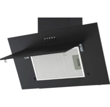 Hotte de cuisine noire avec filtre à graisse métallique