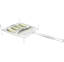 Panier à grillades avec poisson et courgettes.