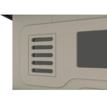 Vue détaillée d'un climatiseur avec grille d'aération et panneau de commande