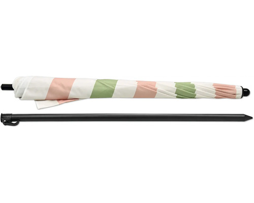 Parasol de plage à rayures avec mât noir