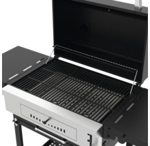 Grill à charbon de bois ouvert avec étagères