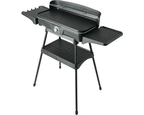 Gril électrique avec étagère et deux tables d'appoint