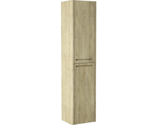 Armoire haute couleur bois avec lamelles verticales