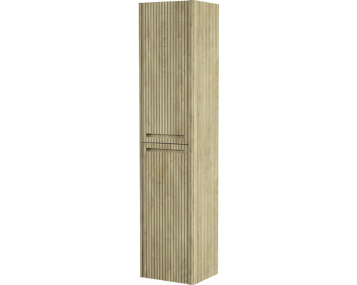 Armoire de salle de bain en bois avec façade rainurée