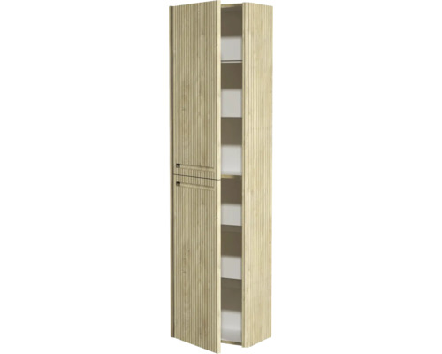 Armoire haute avec structure en bois et étagères
