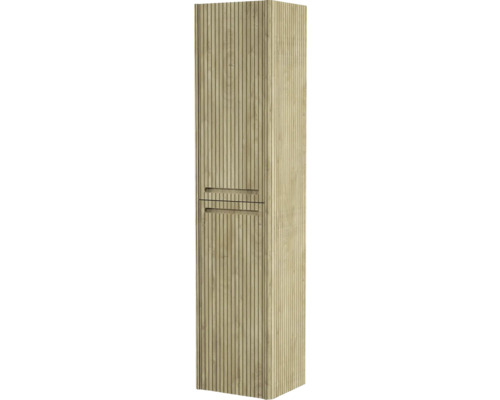 Armoire de salle de bain en bois avec façade rainurée