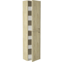 Armoire haute de salle de bains en bois avec étagères