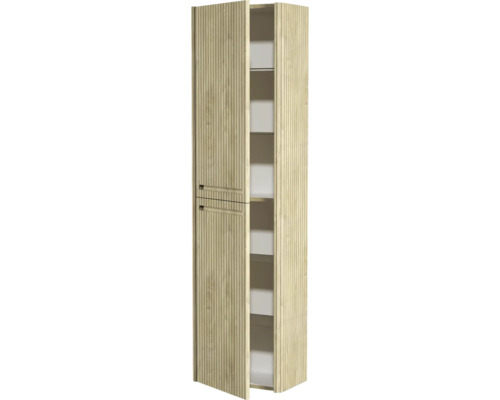 Armoire haute couleur bois avec étagères