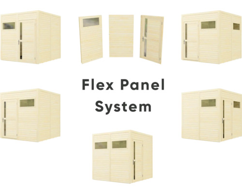 Flex Panel System für Gartenhaus mit Tür und Fenster