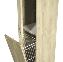Armoire haute avec porte et panier métallique coulissant