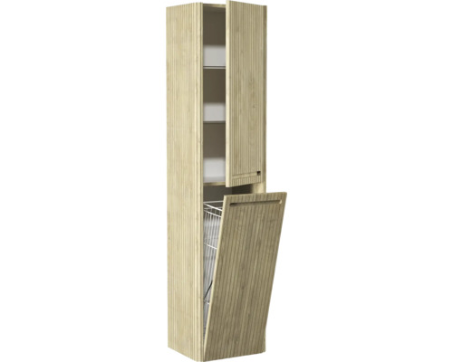 Armoire haute avec panier à linge et étagères