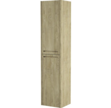 Armoire haute couleur bois avec surface rainurée