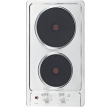 Plaque de cuisson électrique en acier inoxydable avec deux zones de cuisson et boutons rotatifs