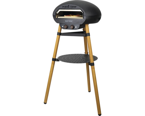 Nouvel Pizza Chef Four à pizza à gaz avec pieds en bois et étagère
